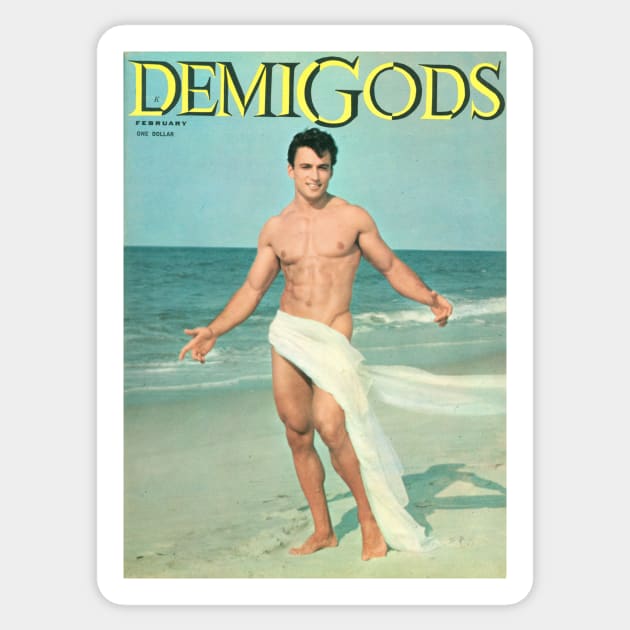 DEMIGODS - Vintage Physique Muscle Male Model Magazine Cover Sticker by SNAustralia